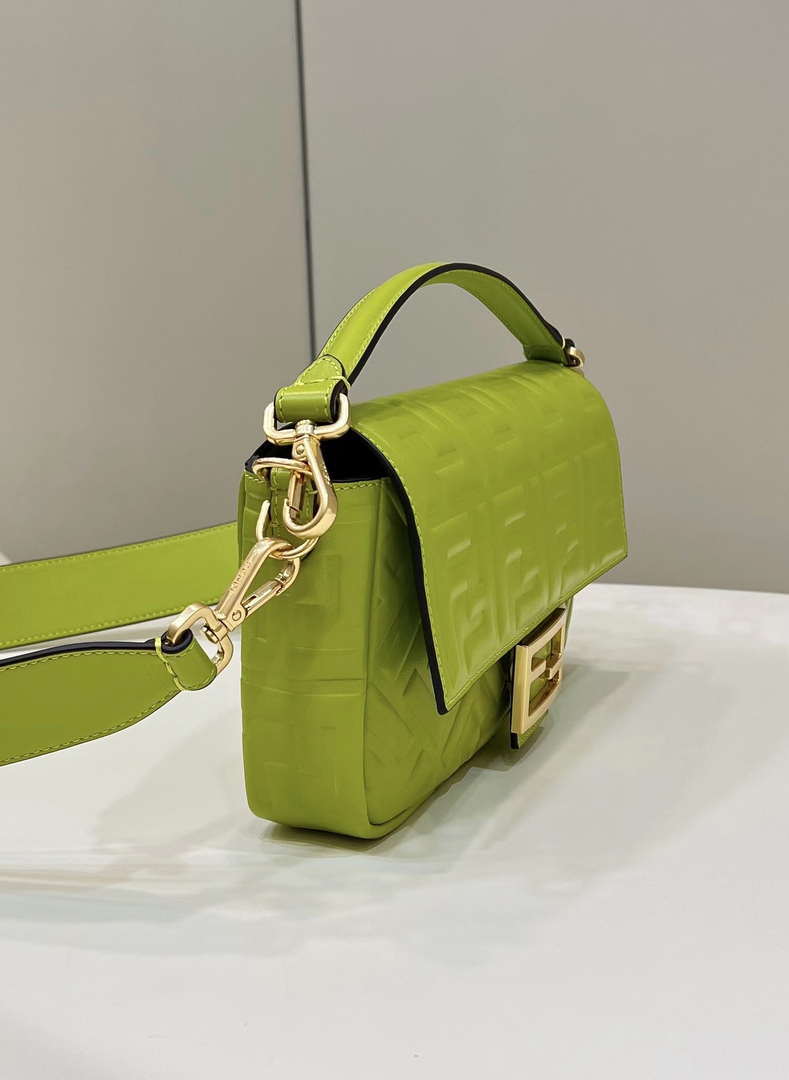 Fendi 8BR600 Baguette Medium Lemon green leather 0135M bag