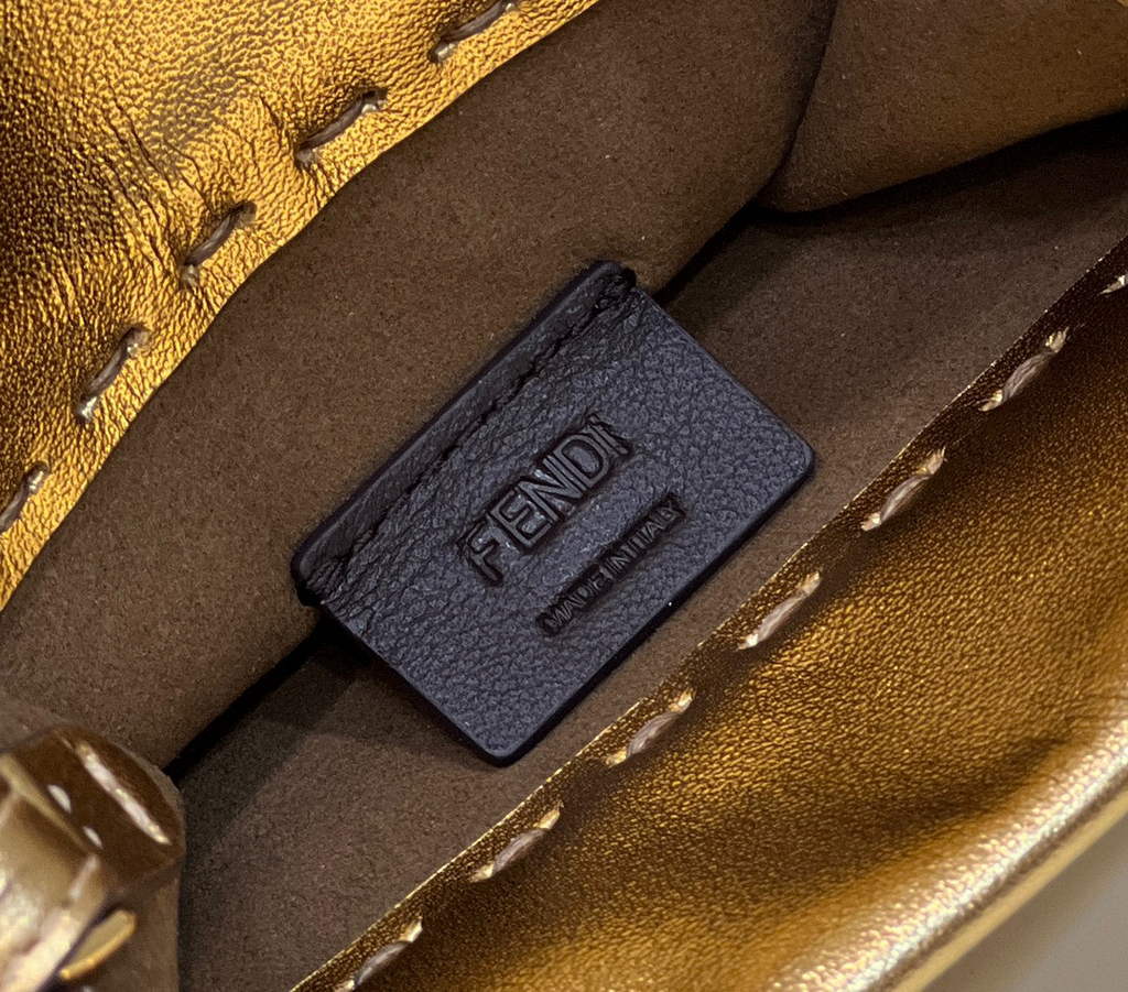 Fendi 8BS051 Mini Sunshine Gold laminated leather shopper