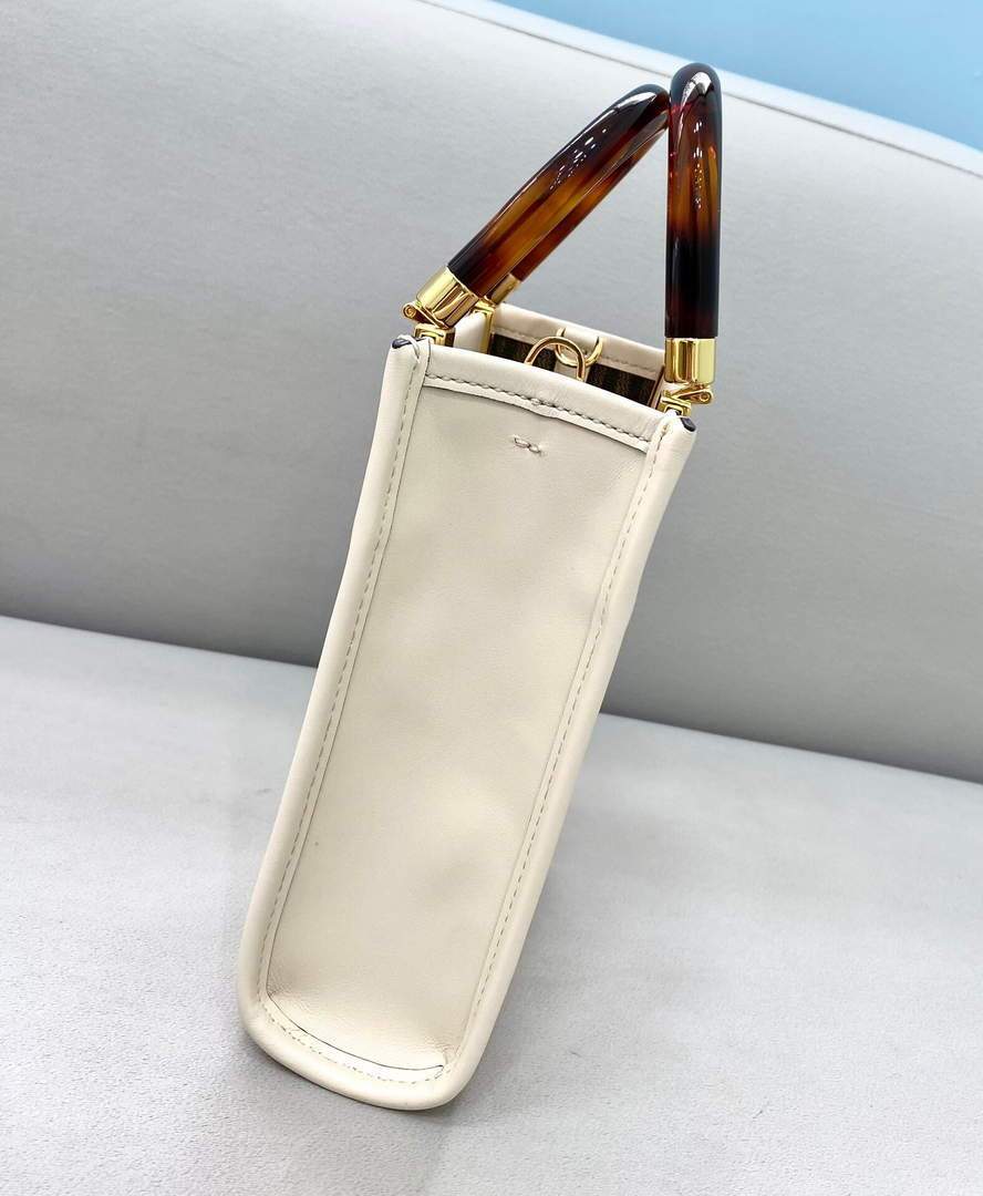 Fendi 8BS051 Mini Sunshine Shopper Leather Bag 8376A Beige