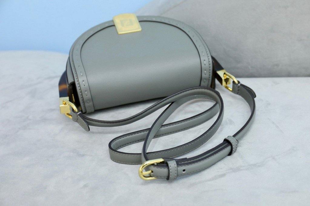 Fendi 8BT346 Moonlight Shoulder Gray Leather Bag