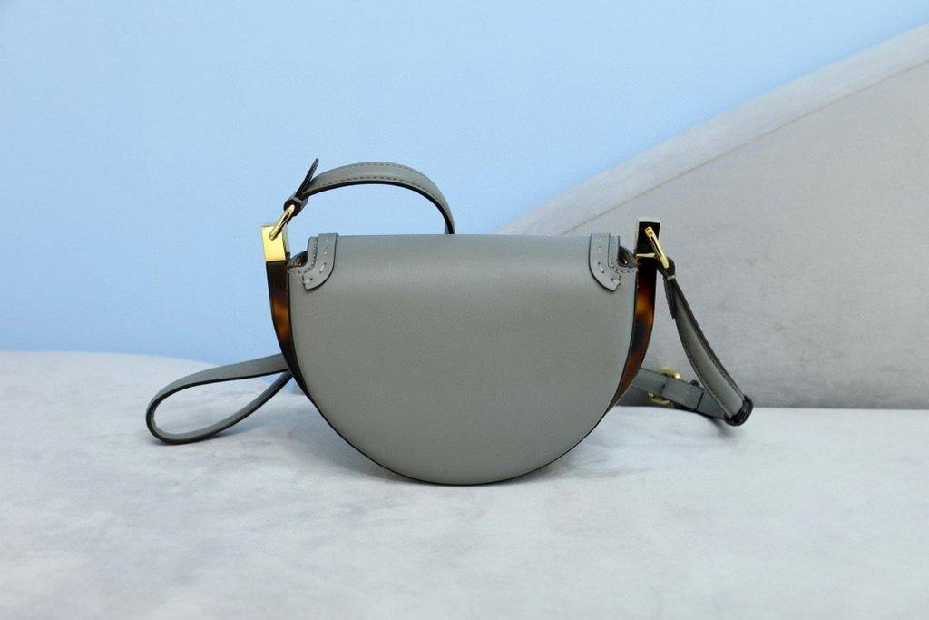 Fendi 8BT346 Moonlight Shoulder Gray Leather Bag