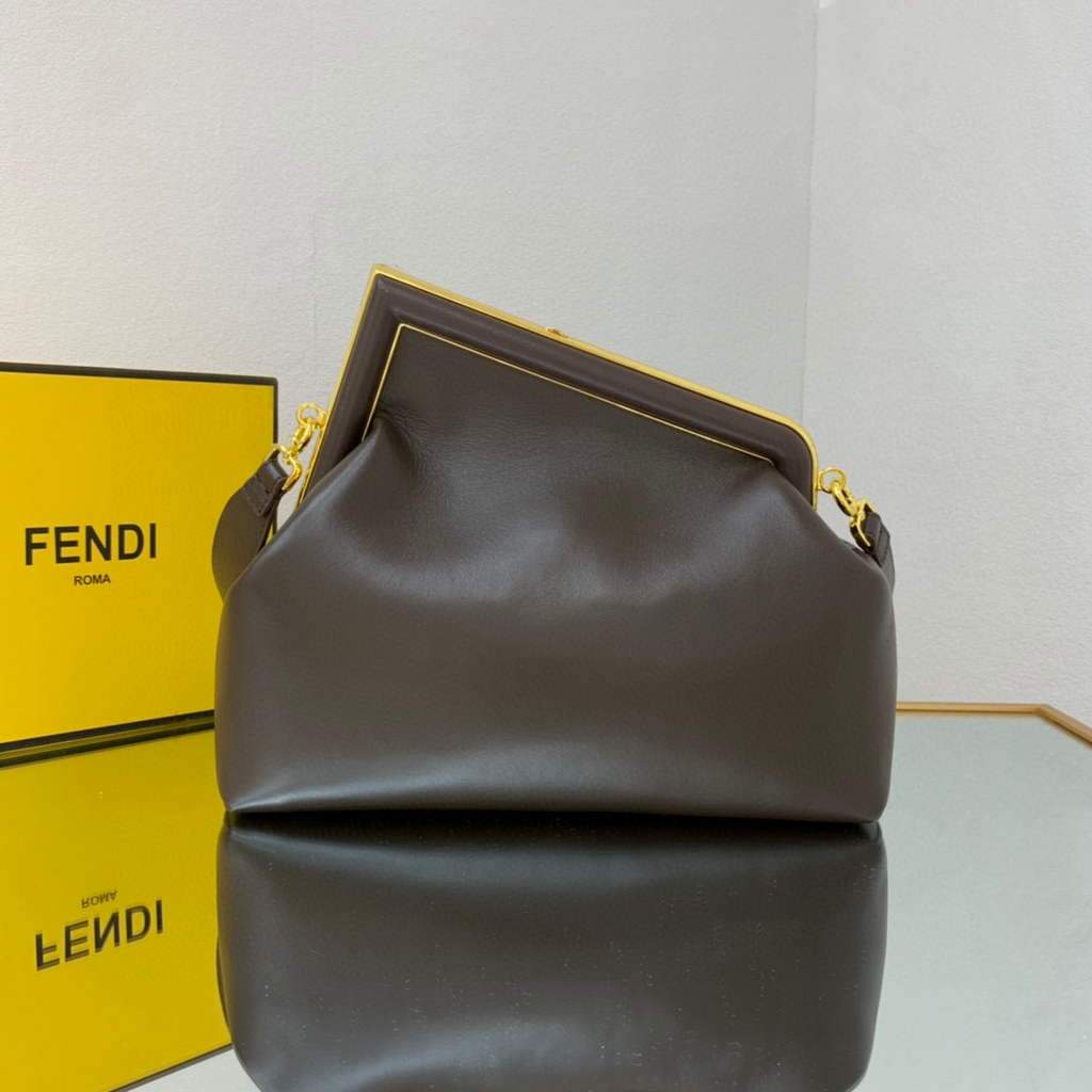Fendi FIRST Medium Bag Dark Brown Leather 8BP127