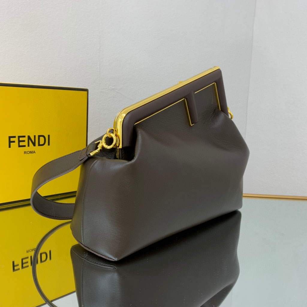 Fendi FIRST Medium Bag Dark Brown Leather 8BP127