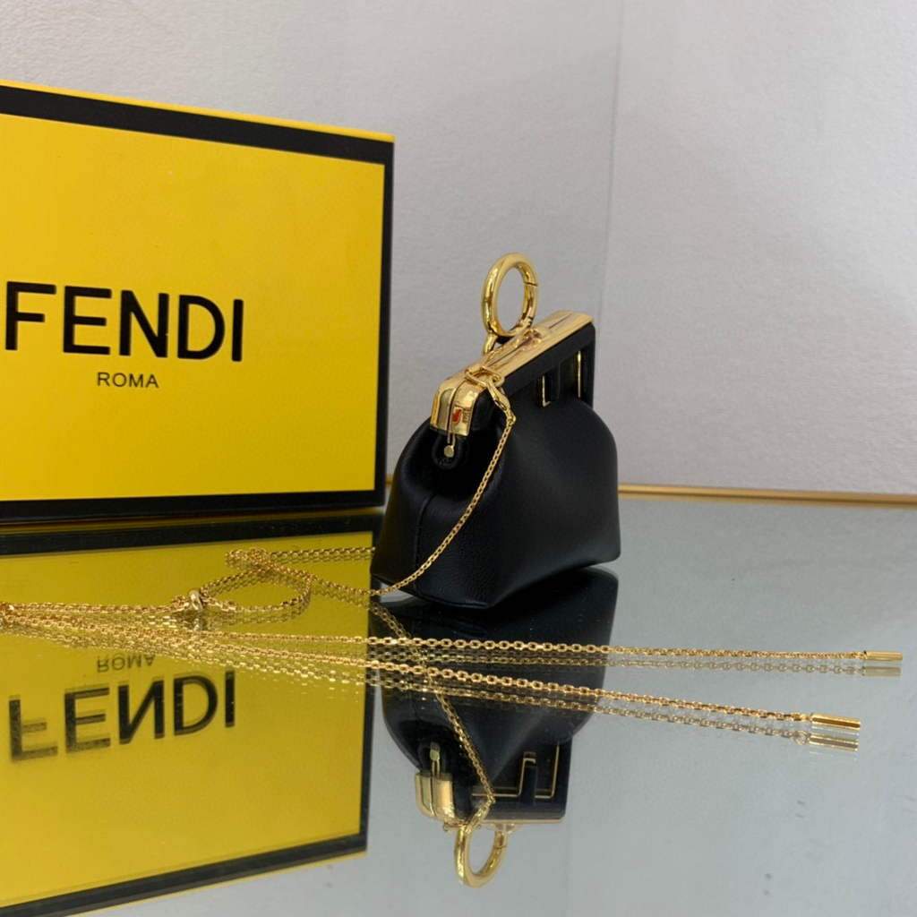 Fendi Nano First Charm Shoulder Bag 7AS051 Black