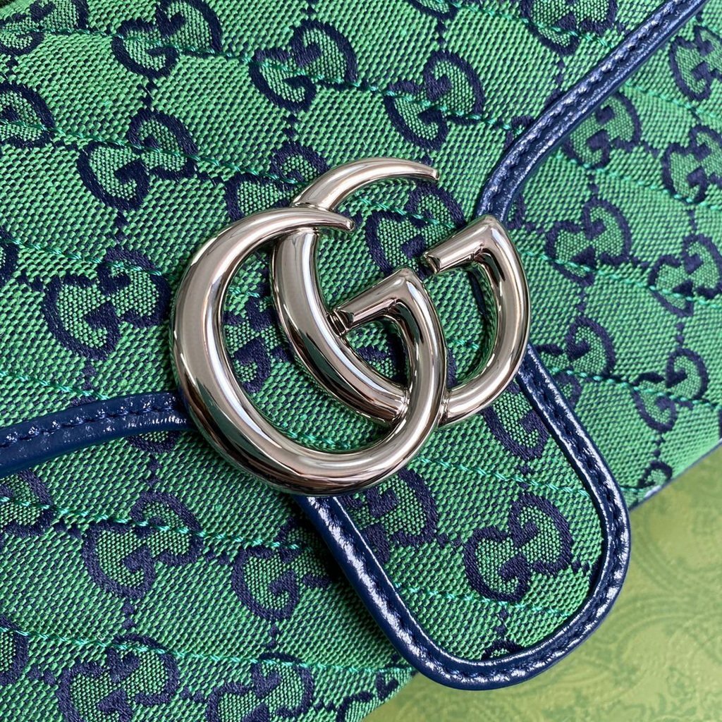 Gucci 443497 GG Marmont Multicolour Small Shoulder Bag Green