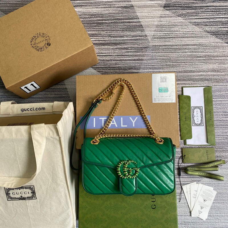 Gucci 443497 GG Marmont Small Shoulder Bag Green