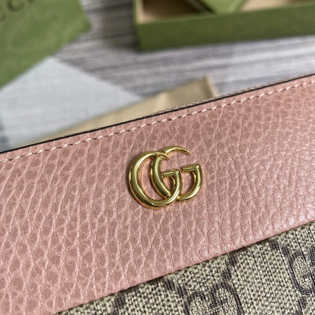 Gucci 456117 GG Marmont Zip Around Wallet Pink