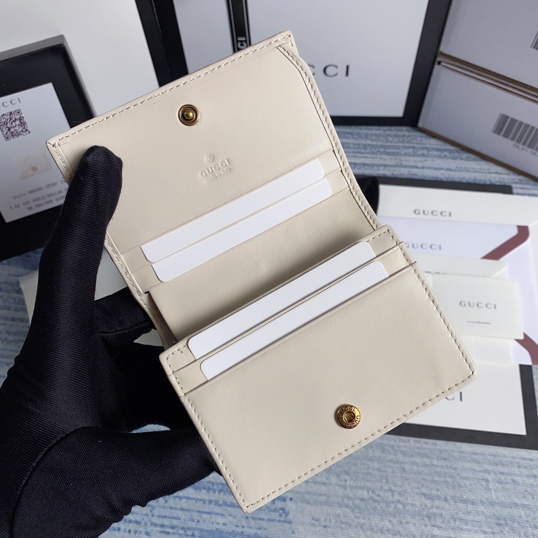 Gucci 466492 GG Marmont card case wallet in White