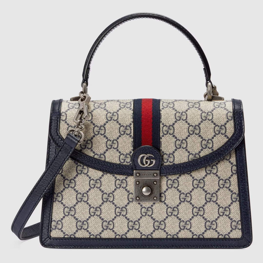 Gucci 651055 Ophidia GG Small Top Handle Bag Beige and Blue