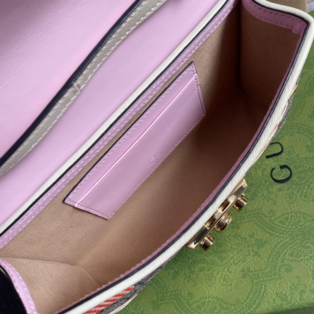 Gucci 652683 Padlock Mini Bag Pink and White