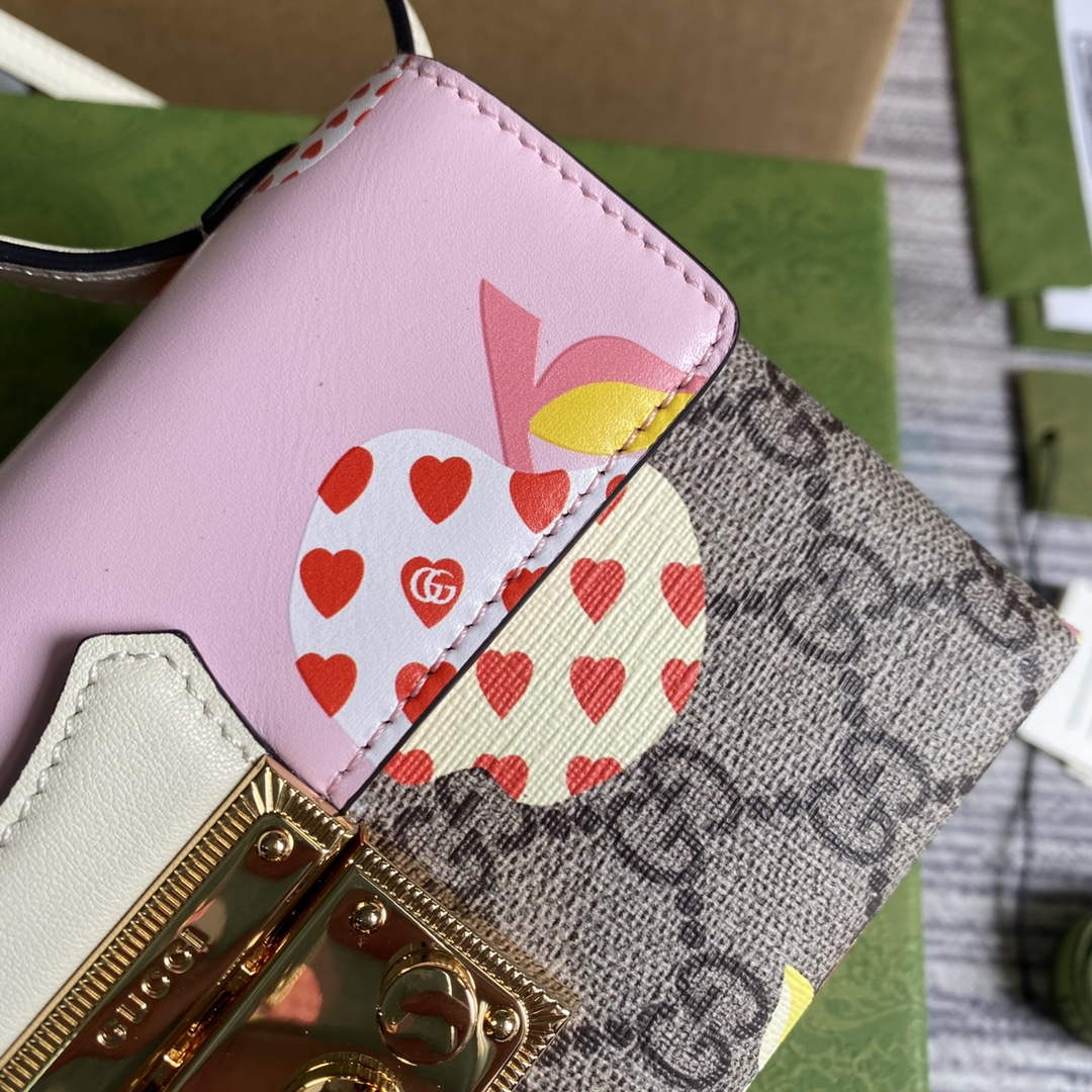 Gucci 652683 Padlock Mini Bag Pink and White