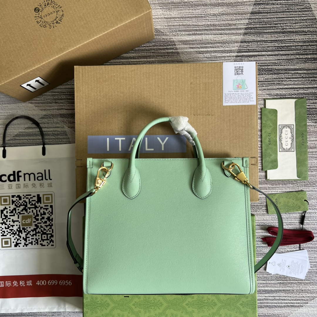 Gucci 659983 Bananya Print Small Tote Pale green