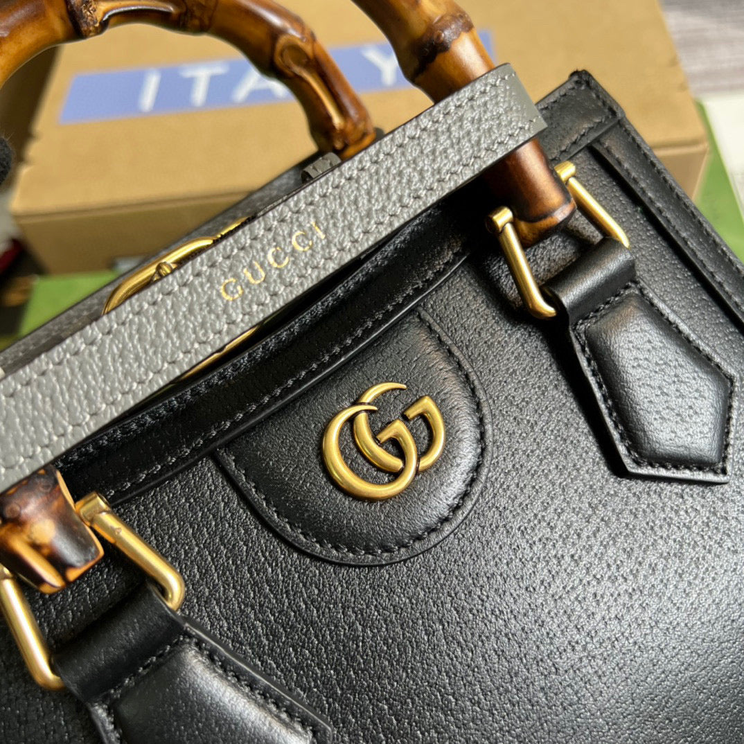 Gucci 702732 Gucci Diana Mini Tote Bag Black leather