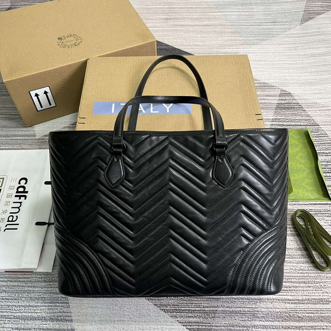 Gucci 739684 GG Marmont Large Tote Bag Black