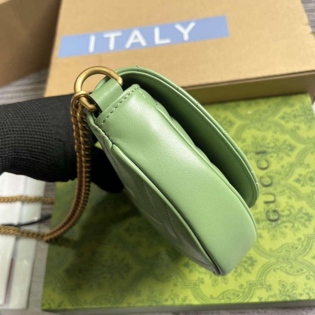 Gucci 746431 GG Marmont Matelassé Chain Mini Bag Green