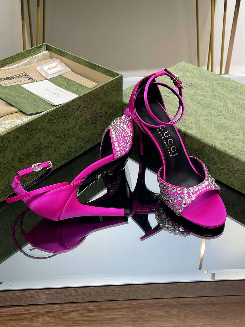 Gucci 749832 Women’s High Heel Sandals With Crystals G38279