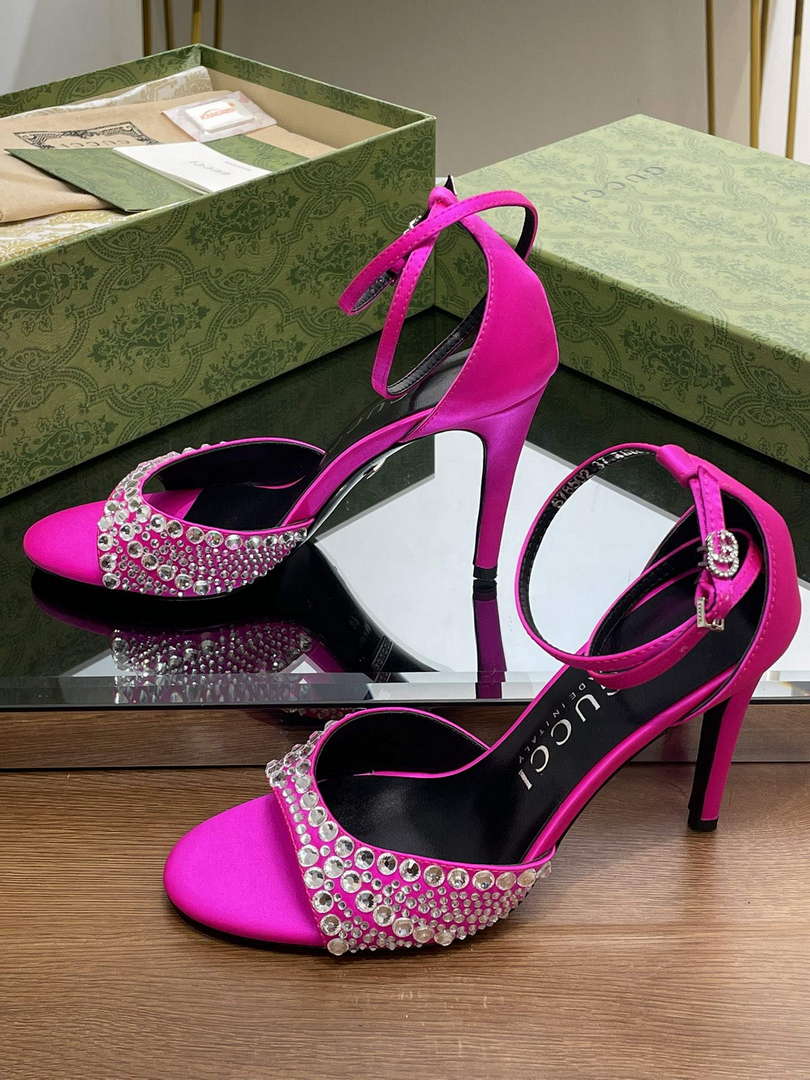 Gucci 749832 Women’s High Heel Sandals With Crystals G38279