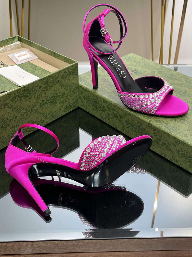 Gucci 749832 Women’s High Heel Sandals With Crystals G38279