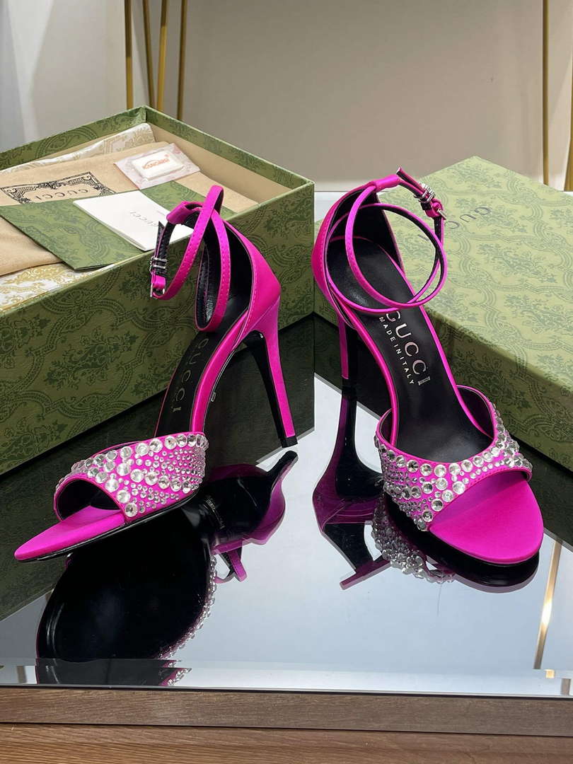 Gucci 749832 Women’s High Heel Sandals With Crystals G38279