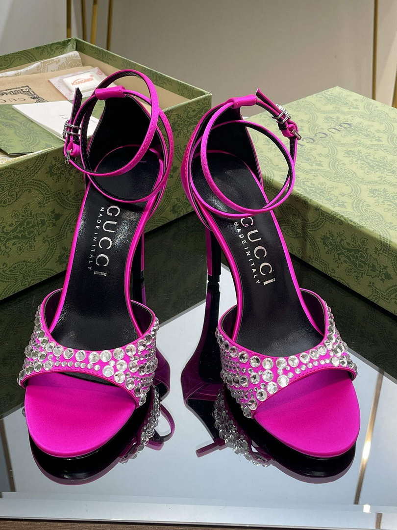 Gucci 749832 Women’s High Heel Sandals With Crystals G38279