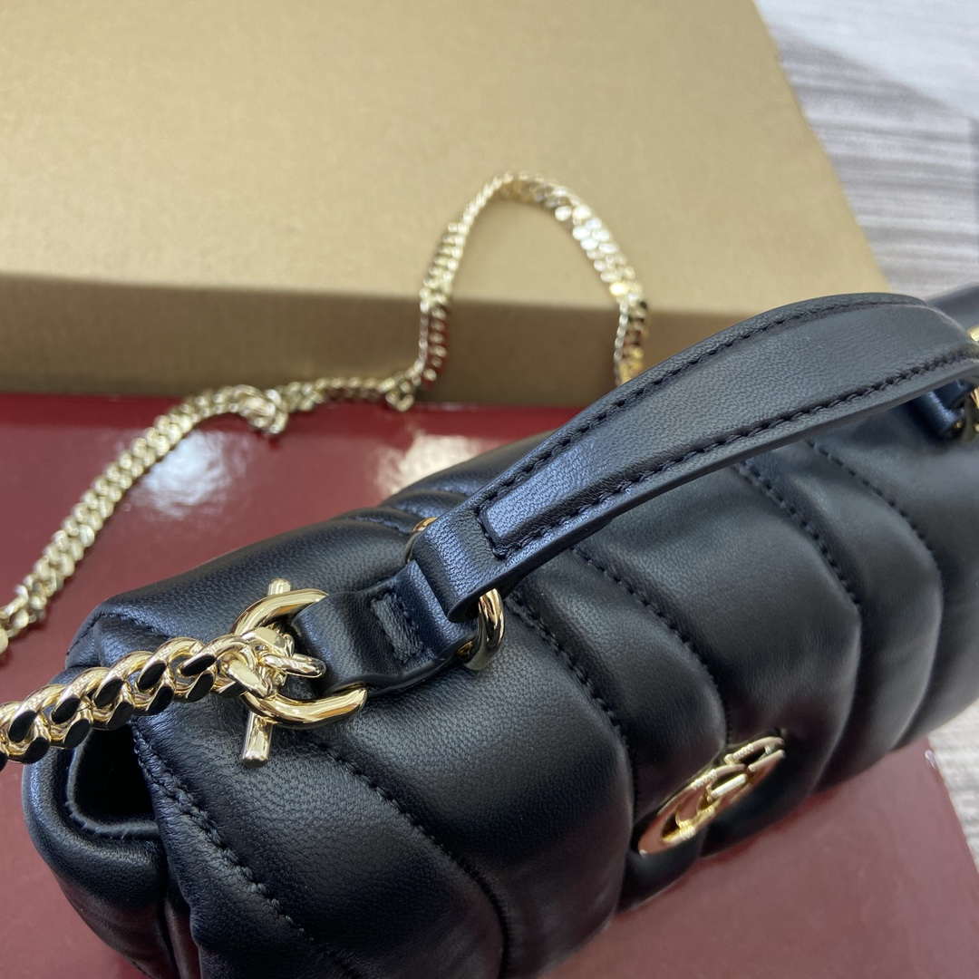 Gucci 806017 GG Milano Mini Top Handle Bag Black puffy quilted leather