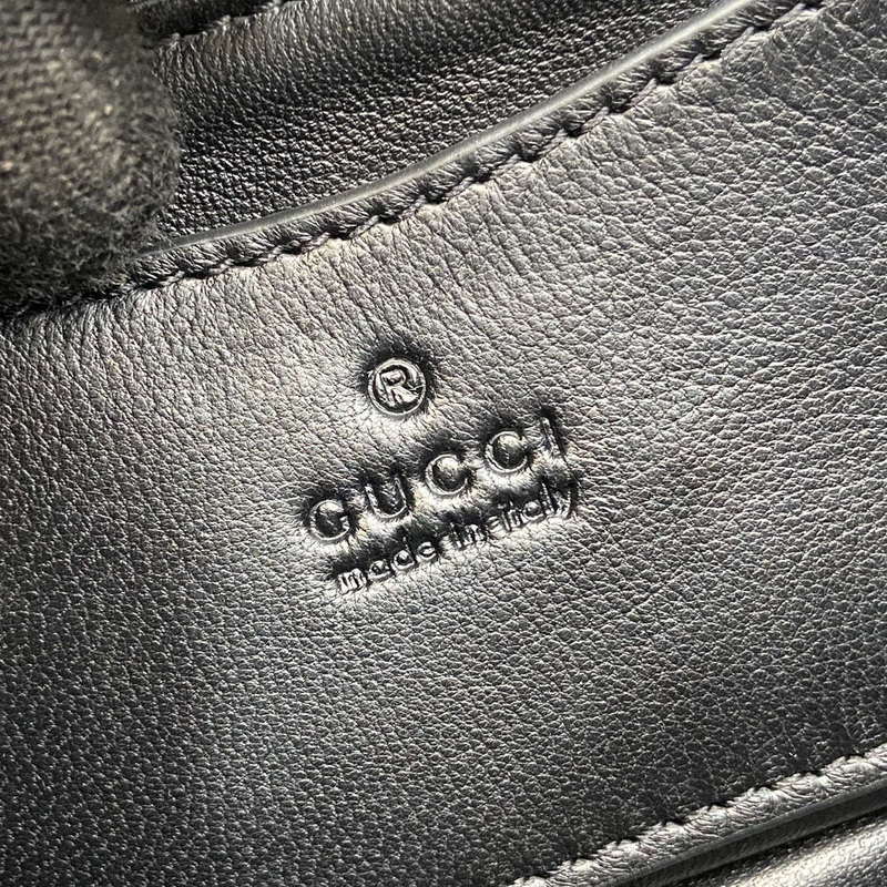 Gucci 806017 GG Milano Mini Top Handle Bag Black puffy quilted leather