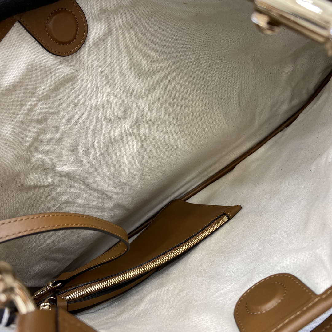 Gucci 815924 Gucci B Medium Shoulder Bag Brown leather trim