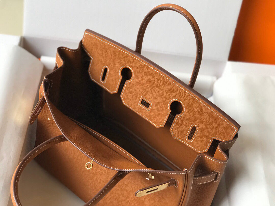 Hermes Birkin Designer Tote Bag Epsom Leather 28356 Brown