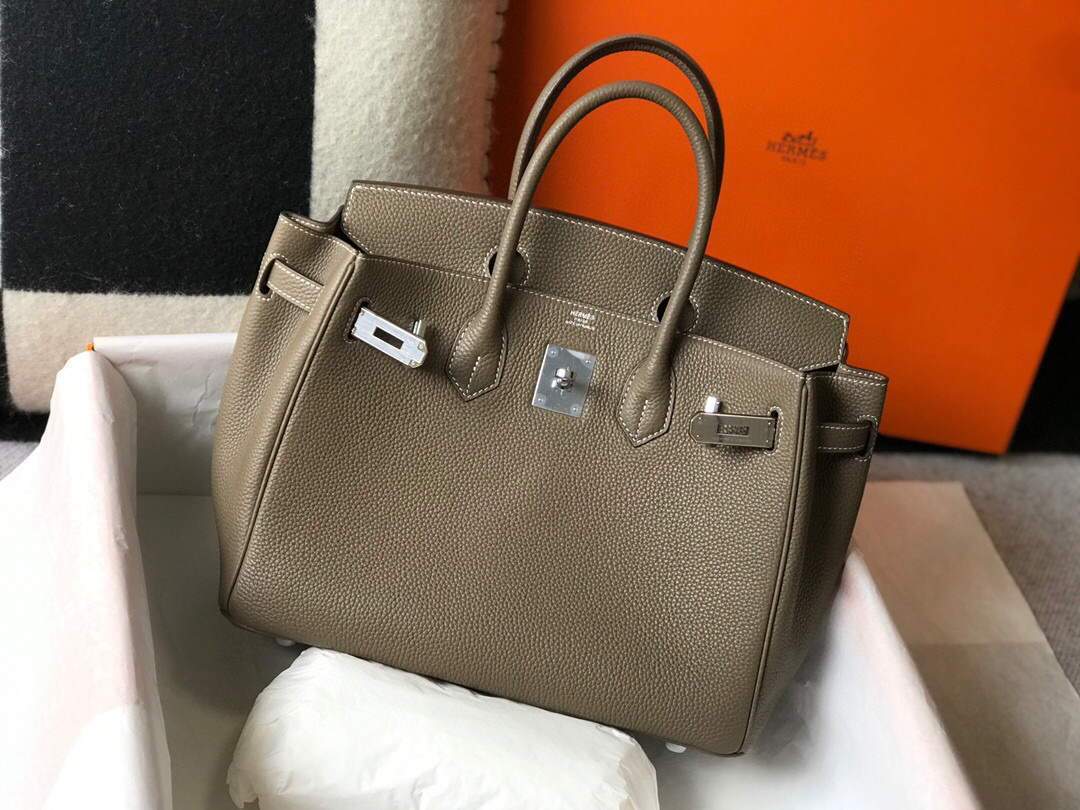 Hermes Birkin Designer Tote Bag Togo Leather 28333 Elephant Grey