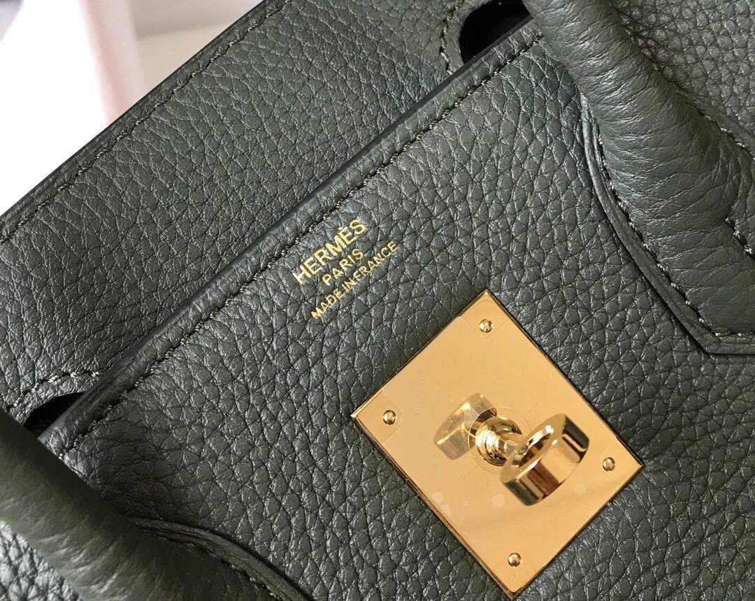Hermes Birkin Designer Tote Bag Togo Leather 28337 Dark Green
