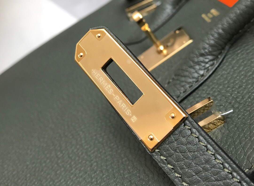 Hermes Birkin Designer Tote Bag Togo Leather 28337 Dark Green