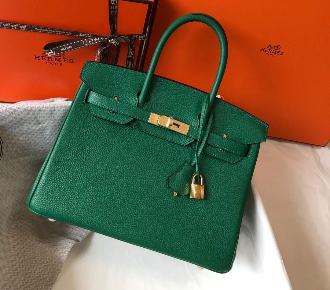 Hermes Birkin Designer Tote Bag Togo Leather 28339 Green