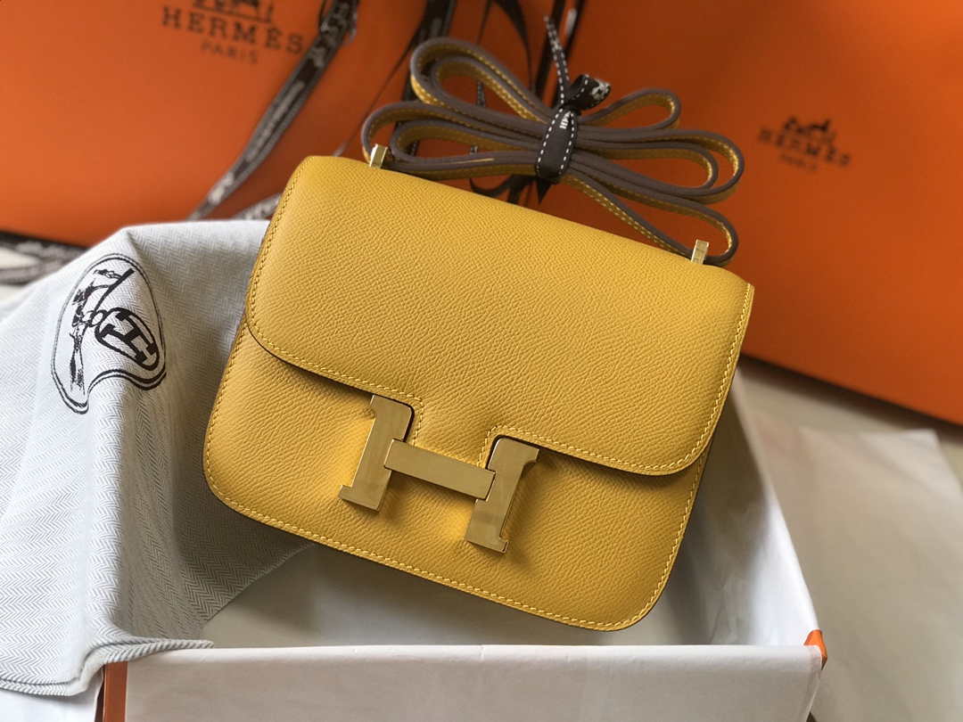 Hermes Constance Cross Body Bag Epsom Leather Gold H28413