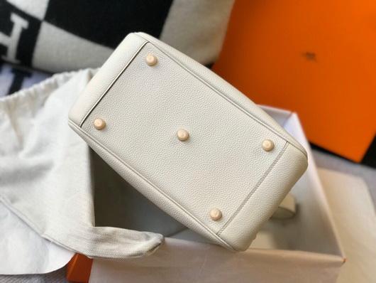 Hermes Lindy 26cm Designer Tote Shoulder Bags Wihte Gold