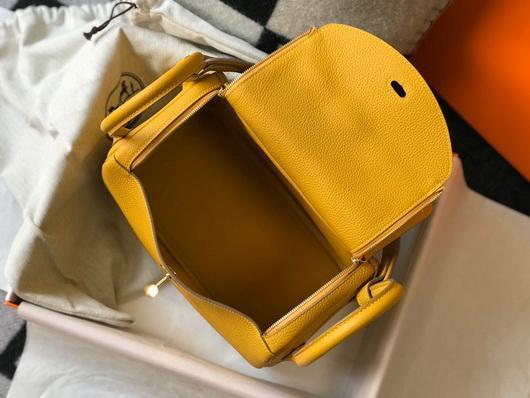 Hermes Lindy 26cm Designer Tote Shoulder Bags Yellow Gold