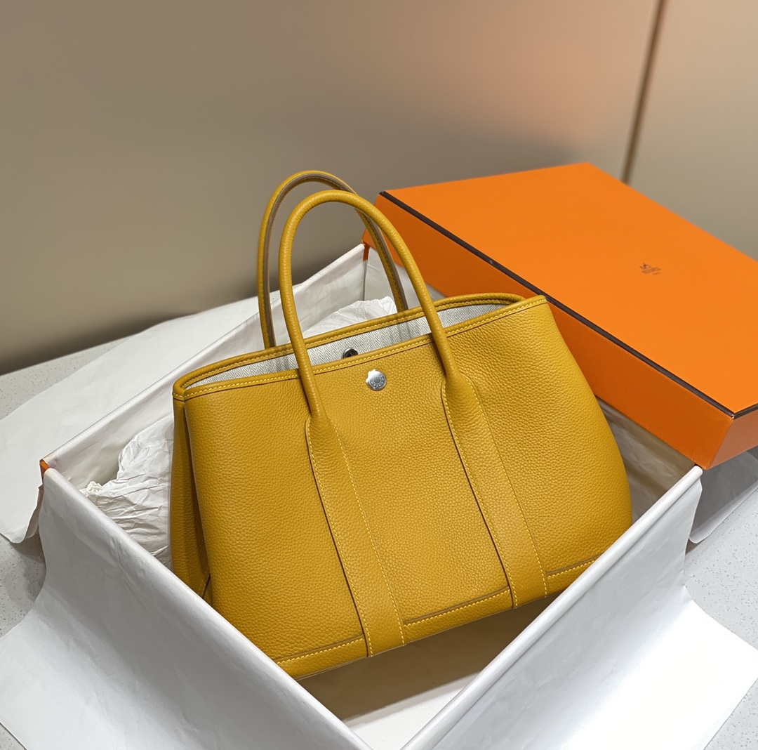 Hermes Yellow Clemence Garden Party 30cm Bag H239041