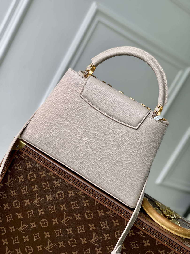 LV M11341 Louis Vuitton Capucines MM Handbag Galet Gray Lv M11341 Louis Vuitton Capucines Mm Handbag Galet Gray