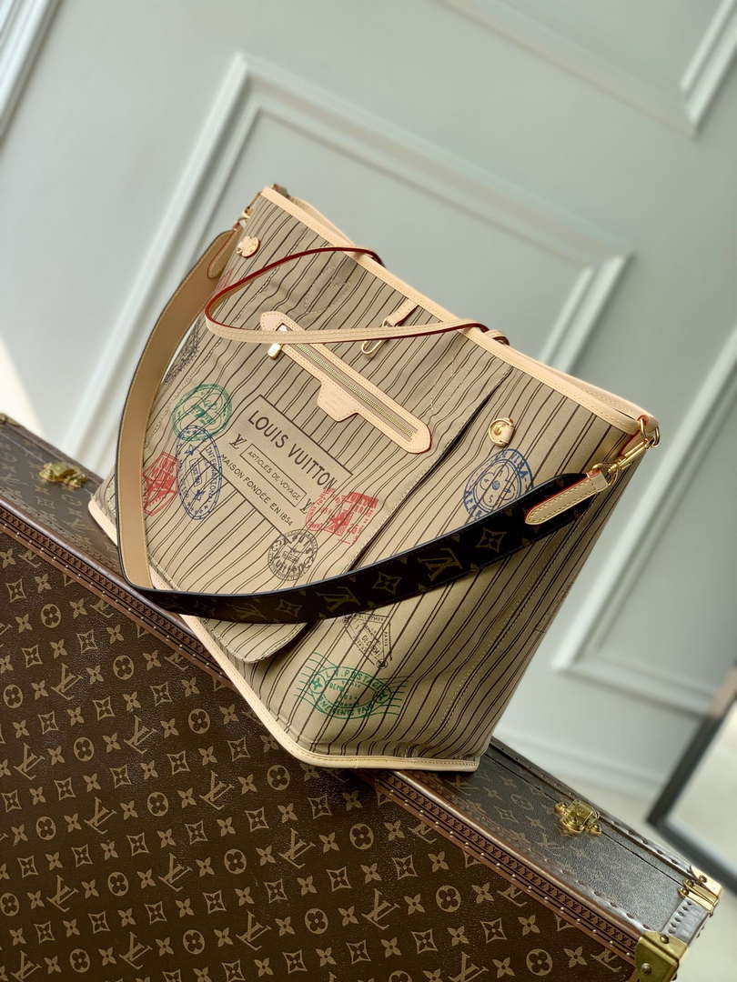 LV M11948 Louis Vuitton Reversible Neverfull Bandoulière Inside Out GM Handbag Gray