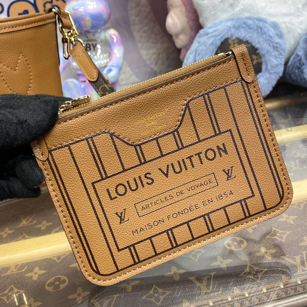 LV M12099 Louis Vuitton Reversible Neverfull Bandoulière Inside Out BB Handbag Brown