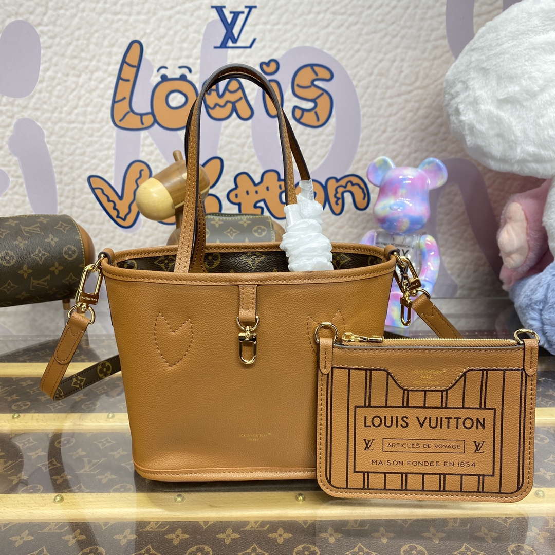LV M12099 Louis Vuitton Reversible Neverfull Bandoulière Inside Out BB Handbag Brown