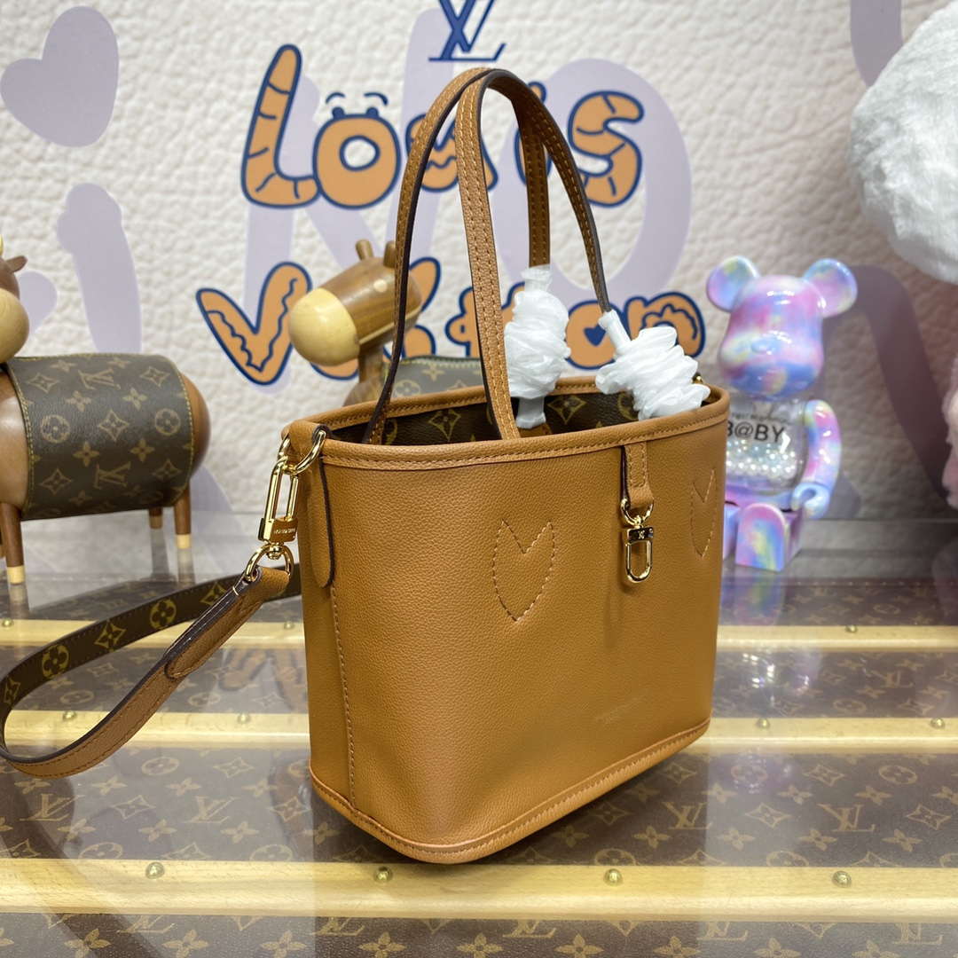 LV M12099 Louis Vuitton Reversible Neverfull Bandoulière Inside Out BB Handbag Brown