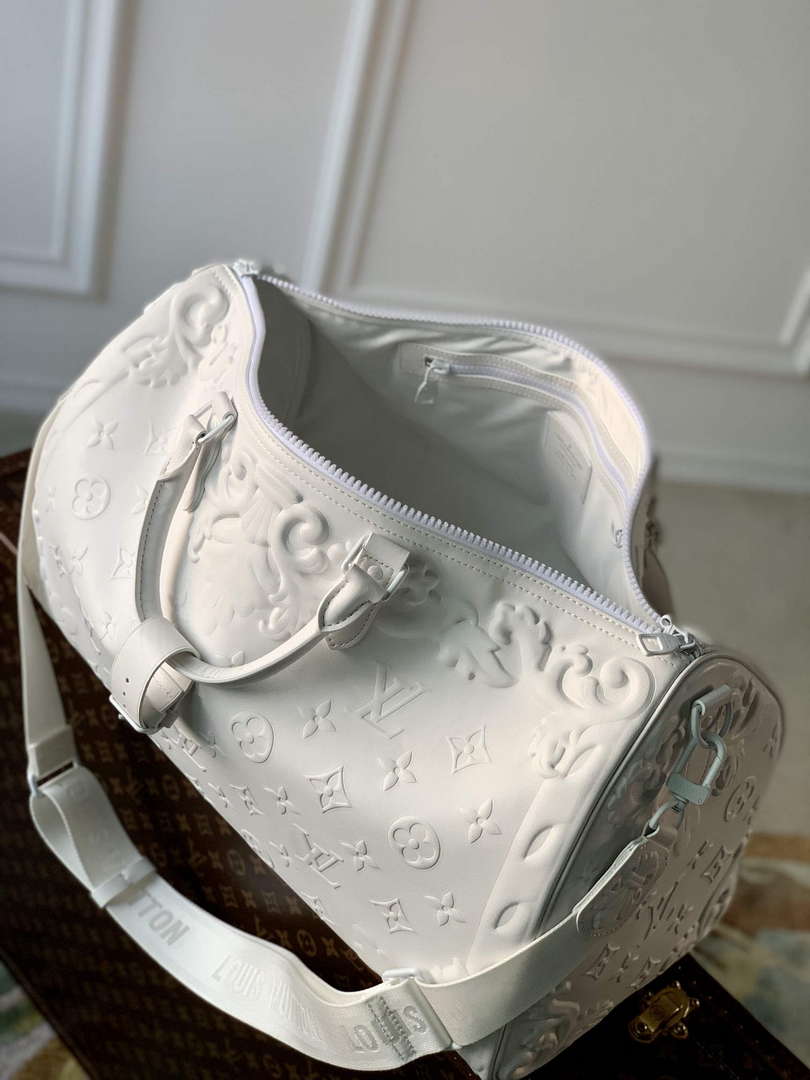 LV M21845 Louis Vuitton Keepall Bandoulière 50 Bag Optic White