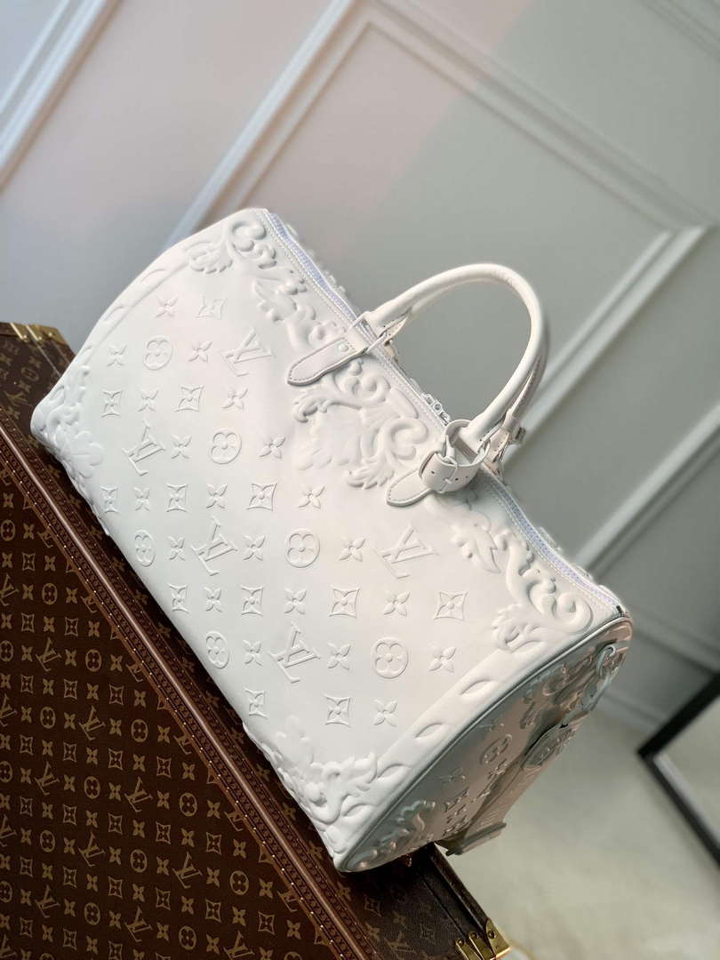 LV M21845 Louis Vuitton Keepall Bandoulière 50 Bag Optic White