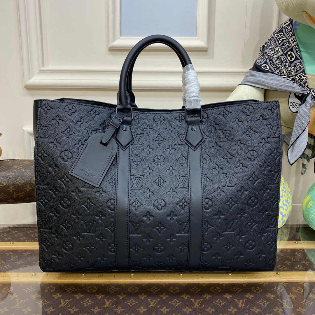 LV M21865 Louis Vuitton Sac Plat 24H Tote Bag Embossed Taurillon Monogram cowhide leather