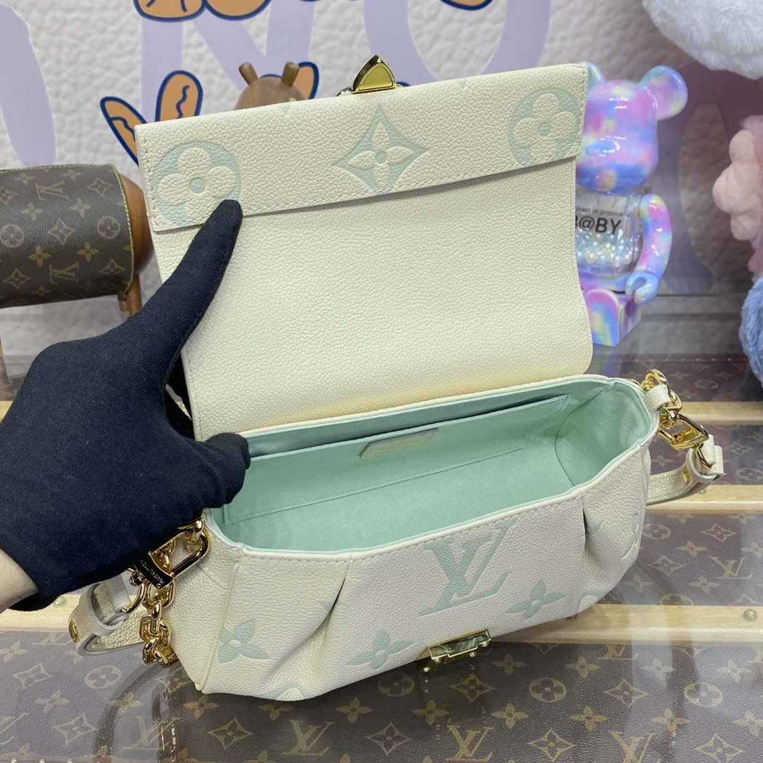 LV M46842 Louis Vuitton Favourite Bag bicolor Monogram Empreinte leather Green