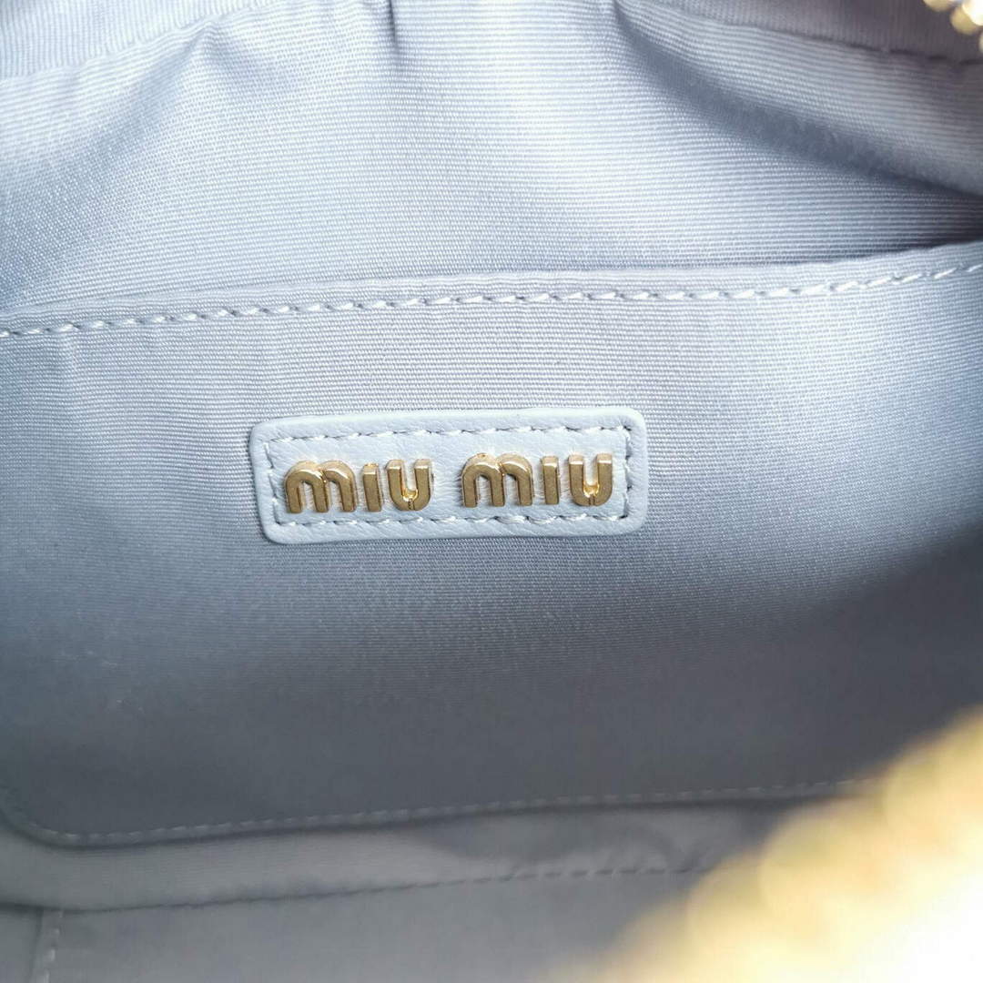 MiuMiu 5BB123 Matelassé nappa leather handbag Cornflower Blue
