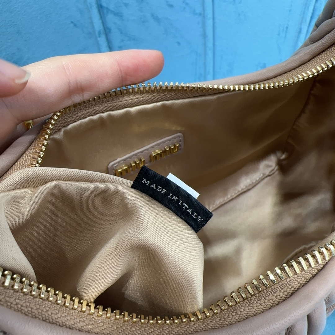 MiuMiu 5BC153 Wander matelassé nappa leather hobo bag Apricot
