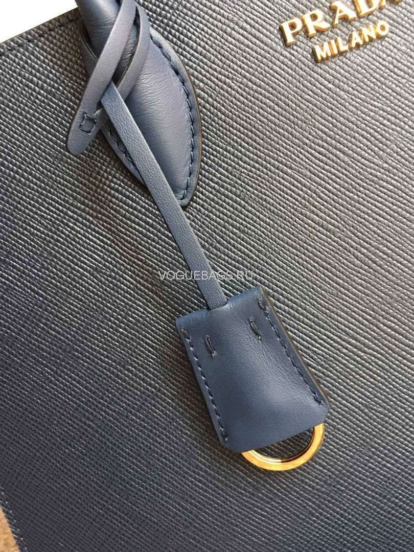 Prada 1BA153 Large Saffiano Leather Handbag In Navy Blue