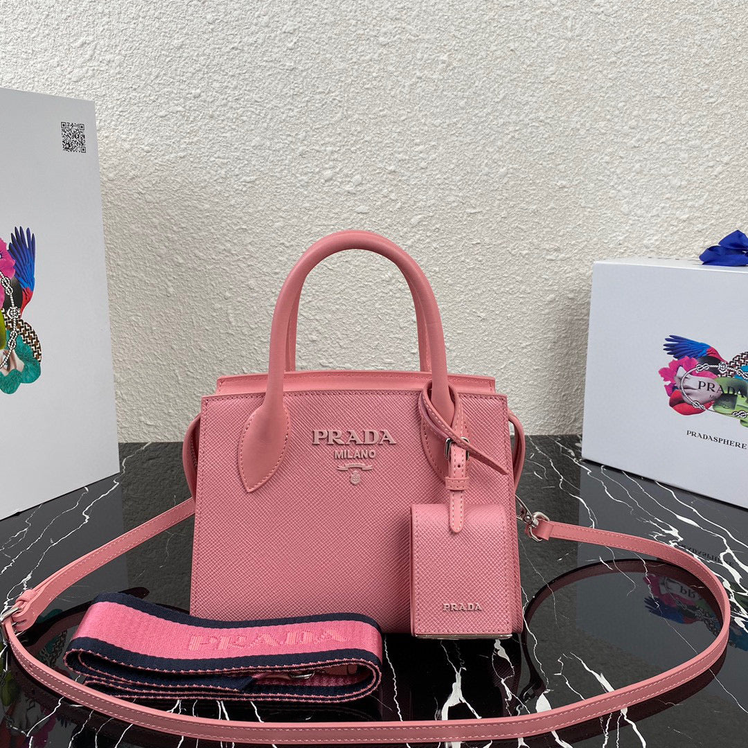 Prada 1BA269 Saffiano Leather Prada Monochrome Bag Pink