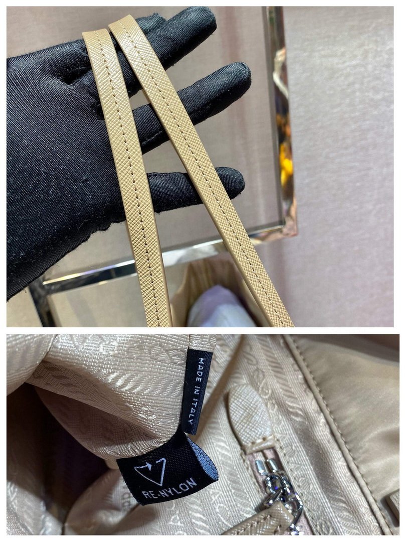 Prada 1BG107 Re Nylon Medium Tote Bag Apricot